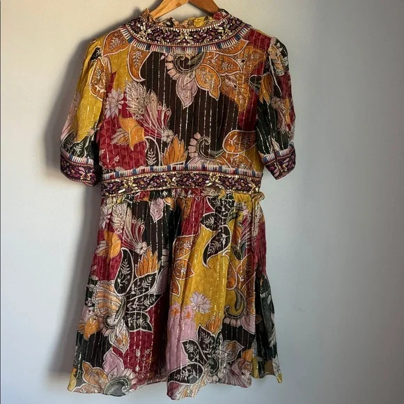 Verb by Pallavi Singhee Anthropologie Beaded Shimmer Mini Dress M - Picture 3 of 10